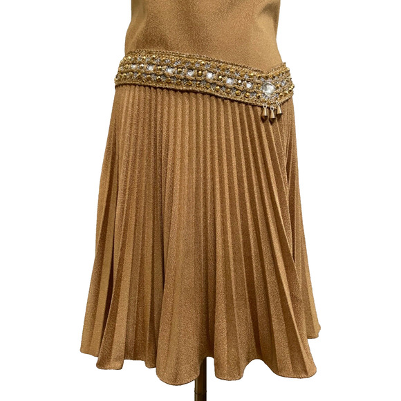 Vintage 1960’s Shimmery Metallic Gold MOD/Cocktail Original Jr. Them NY Dress - Picture 8 of 16